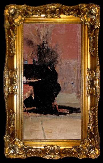 framed  Tom roberts Woman at the Piano, ta009-2